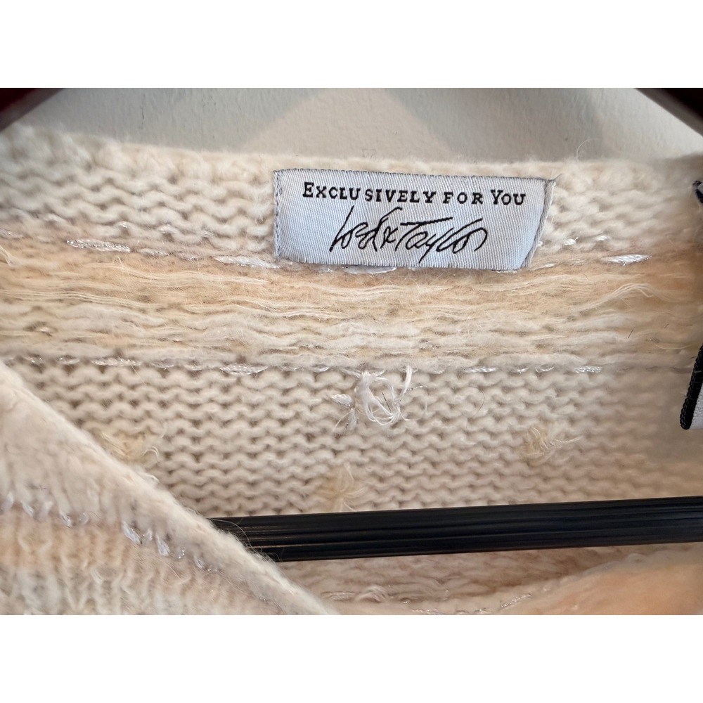 Vintage Wool Angora Sweater Medium Cream Beige Embroidered Soft Knit - Picture 3 of 6